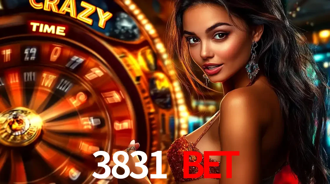 Mulher ao lado da roda de prêmios do jogo de cassino ao vivo Crazy Time, um dos shows de jogos mais emocionantes oferecidos pela plataforma de apostas 3831 bet.